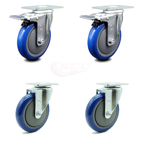 Service Caster Cambro Ultra Pan Carrier Swivel Caster with Brakes Replacement Set - SCC CAM-SCC-TTL20S514-PPUB-BLUE-2-S-2